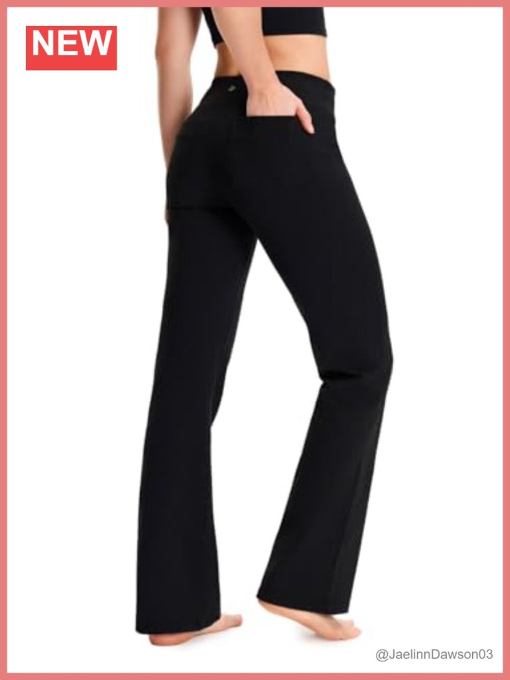 Women's Bootcut Yoga Pants with Back Pockets, Mid-Rise, 4-Way Stretch, Nylon